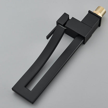 Waterfall 360° Moveable Faucet in All Black for Bathroom and Wash Basin | Stainless Steel | Hot and Cold Mixer