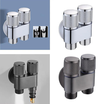 2 in 1 Double Heavy T-Cock Stainless Steel with Toilet Shower Set in ABS Plastic | Black, Chrome & Gun Grey