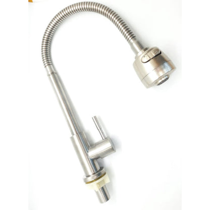 Flexible Neck Faucet with Dual Water Flow in Stainless Steel | Single Line | Easy to Install