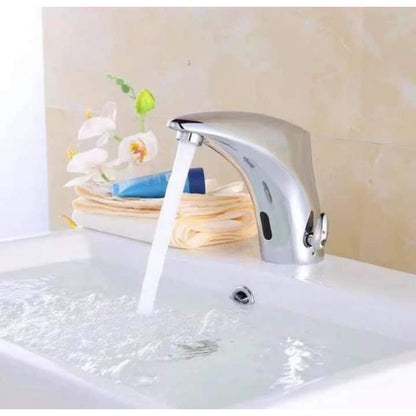 Infrared Smart Automatic Faucet in Stainless Steel for Wash Basins at Bathrooms, Offices | Hot and Cold Mixer | Water Saving Design