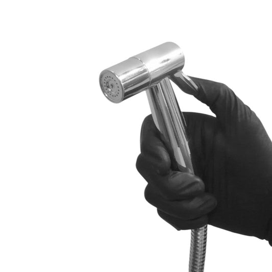 Elegant Muslim Shower Set 5"inches Head + 1.2 Meter Pipe in Shiny Chrome | High Water Pressure | Easy Installation | Bathroom and Toilets | ABS Plastic Head + Stainless Steel Pipe