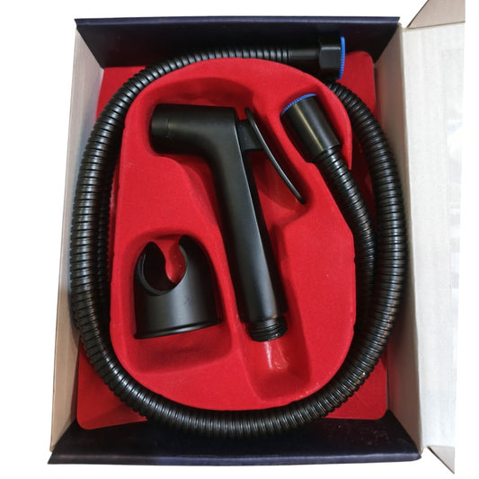 Matt Black Heavy Duty Stainless Steel Muslim Shower Set 5"inches Head + 1.2 Meter Pipe | High Water Pressure | Easy Installation