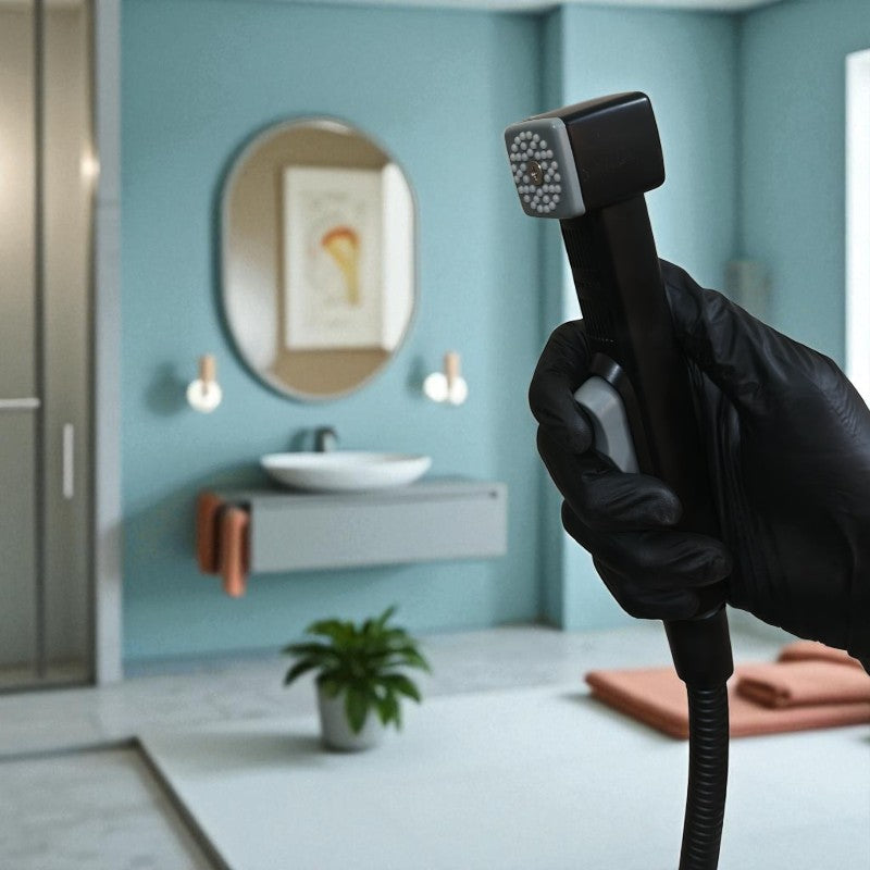 Matt Black Muslim Shower Set 7 Inch Head | Reliance Sanitary