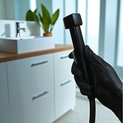 Premium Muslim Shower Set 7"inches Head + 1.2 Meter Pipe Matt Black | High Water Pressure | Easy Installation | ABS Plastic Head + Stainless Steel Pipe