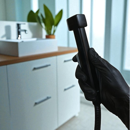 Premium Muslim Shower Set 7"inches Head + 1.2 Meter Pipe Matt Black | High Water Pressure | Easy Installation | Bathroom and Toilets | ABS Plastic Head + Stainless Steel Pipe