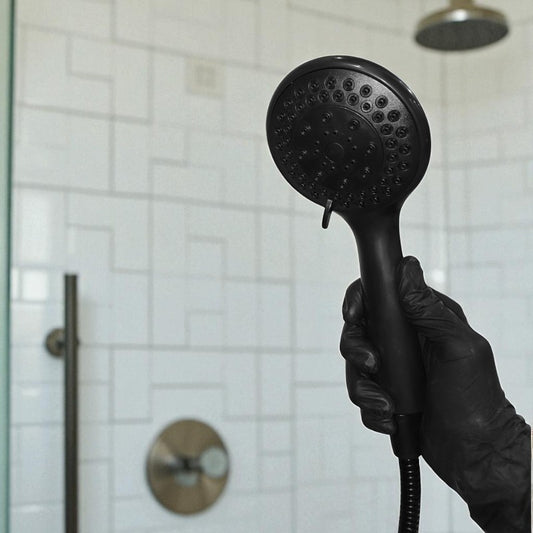 5 in 1 Hand Shower Set for Bathing Matt Black | 9" inches Head + 1.5 Meter Stainless Steel Pipe | Made in Durable ABS Plastic