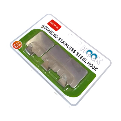 Adhesive Hooks Set in Stainless Steel | Sticky Wall Hooks