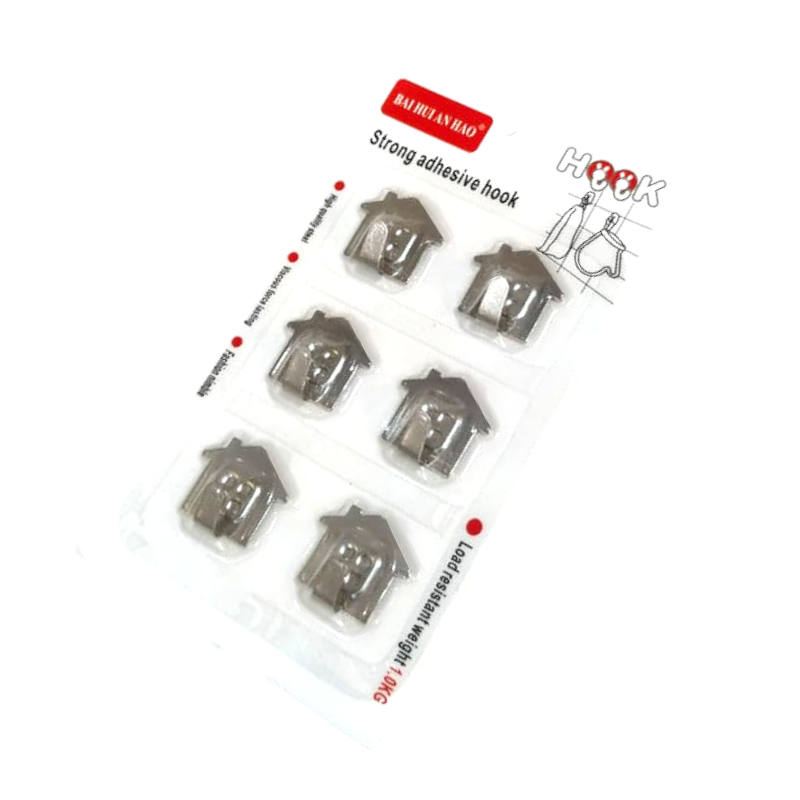 Adhesive Hooks Set in Stainless Steel | Sticky Wall Hooks