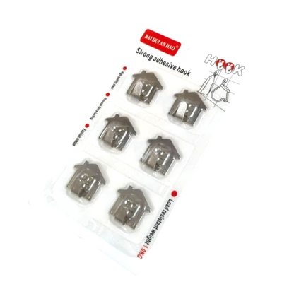 Adhesive Hooks Set in Stainless Steel | Sticky Wall Hooks