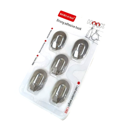Adhesive Hooks Set in Stainless Steel | Sticky Wall Hooks