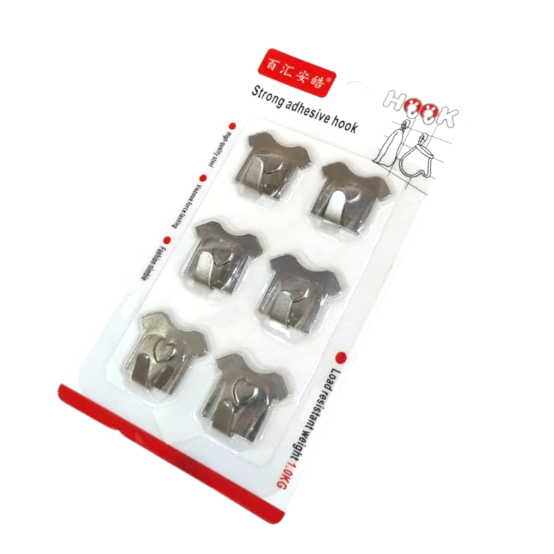 Adhesive Hooks Set in Stainless Steel | Sticky Wall Hooks