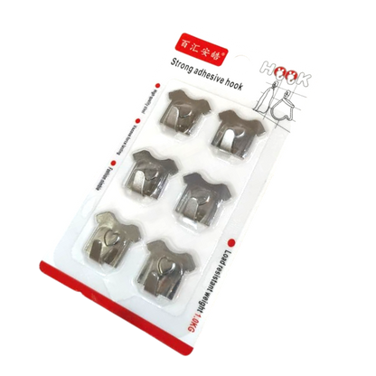 Adhesive Hooks Set in Stainless Steel | Sticky Wall Hooks