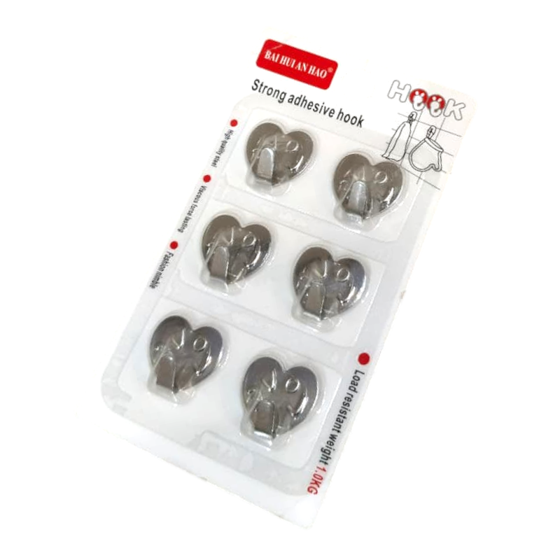 Adhesive Hooks Set in Stainless Steel | Sticky Wall Hooks