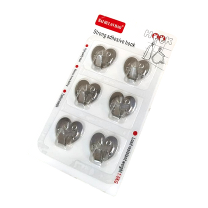 Adhesive Hooks Set in Stainless Steel | Sticky Wall Hooks