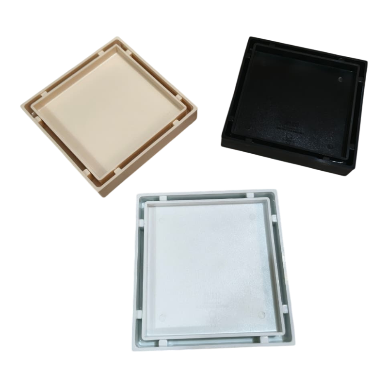 Premium 6x6" Inch Tile Floor Drain in ABS Plastic | Colours White, Black & Ivory