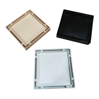 Premium 6x6" Inch Tile Floor Drain in ABS Plastic | Colours White, Black & Ivory