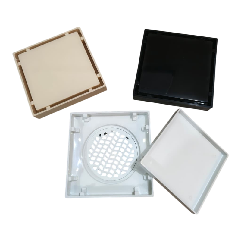 Premium 6x6" Inch Tile Floor Drain in ABS Plastic | Colours White, Black & Ivory