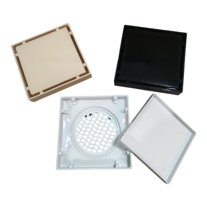 Premium 6x6" Inch Tile Floor Drain in ABS Plastic | Colours White, Black & Ivory