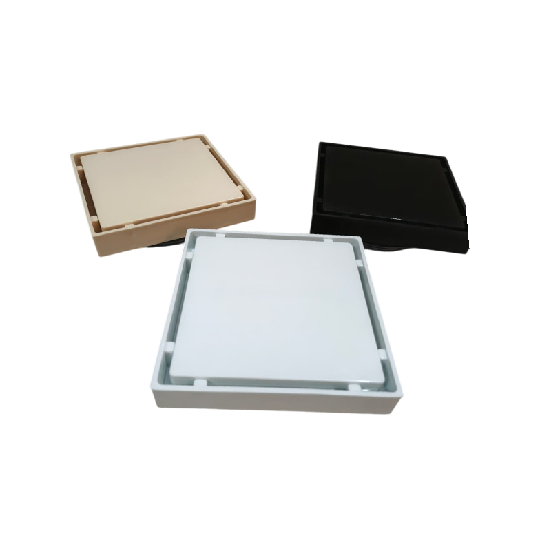 Premium 6x6" Inch Tile Floor Drain in ABS Plastic | Colours White, Black & Ivory
