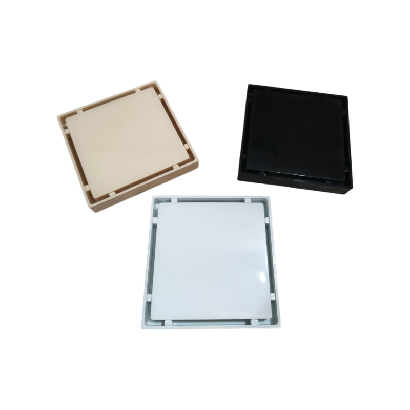 Premium 6x6" Inch Tile Floor Drain in ABS Plastic | Colours White, Black & Ivory