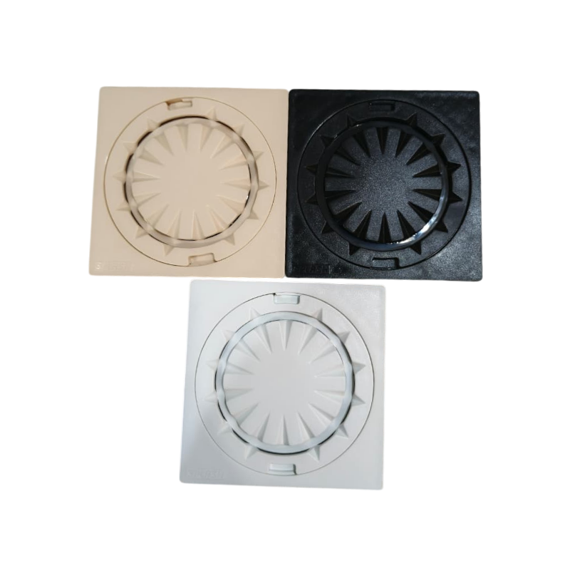 Premium 6x6" Inch Floor Drain in ABS Plastic | Colours White, Black & Ivory