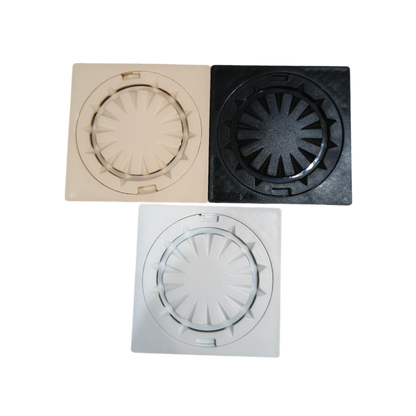 Premium 6x6" Inch Floor Drain in ABS Plastic | Colours White, Black & Ivory