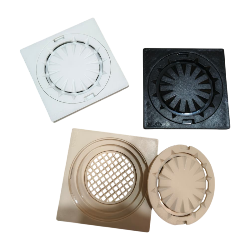 Premium 6x6" Inch Floor Drain in ABS Plastic | Colours White, Black & Ivory