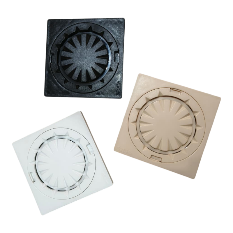 Premium 6x6" Inch Floor Drain in ABS Plastic | Colours White, Black & Ivory