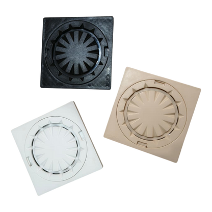 Premium 6x6" Inch Floor Drain in ABS Plastic | Colours White, Black & Ivory