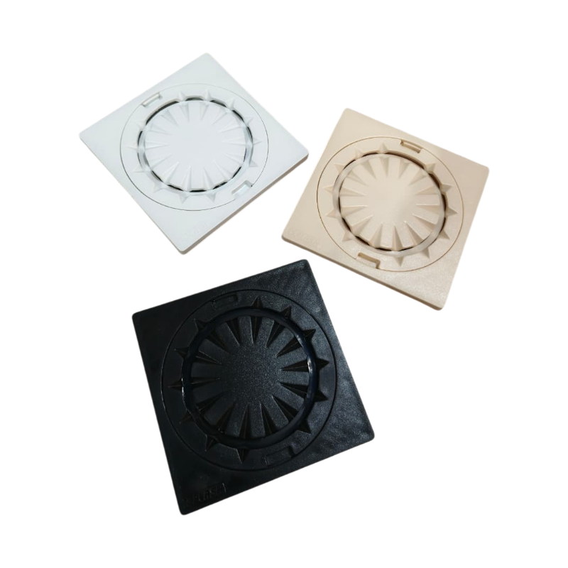 Premium 6x6" Inch Floor Drain in ABS Plastic | Colours White, Black & Ivory