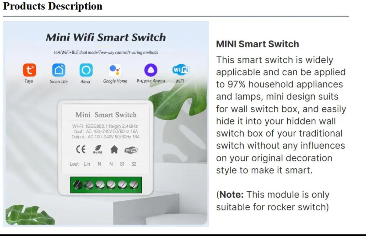 Smart Wi-fi Mini Switch 16A with Energy Monitor