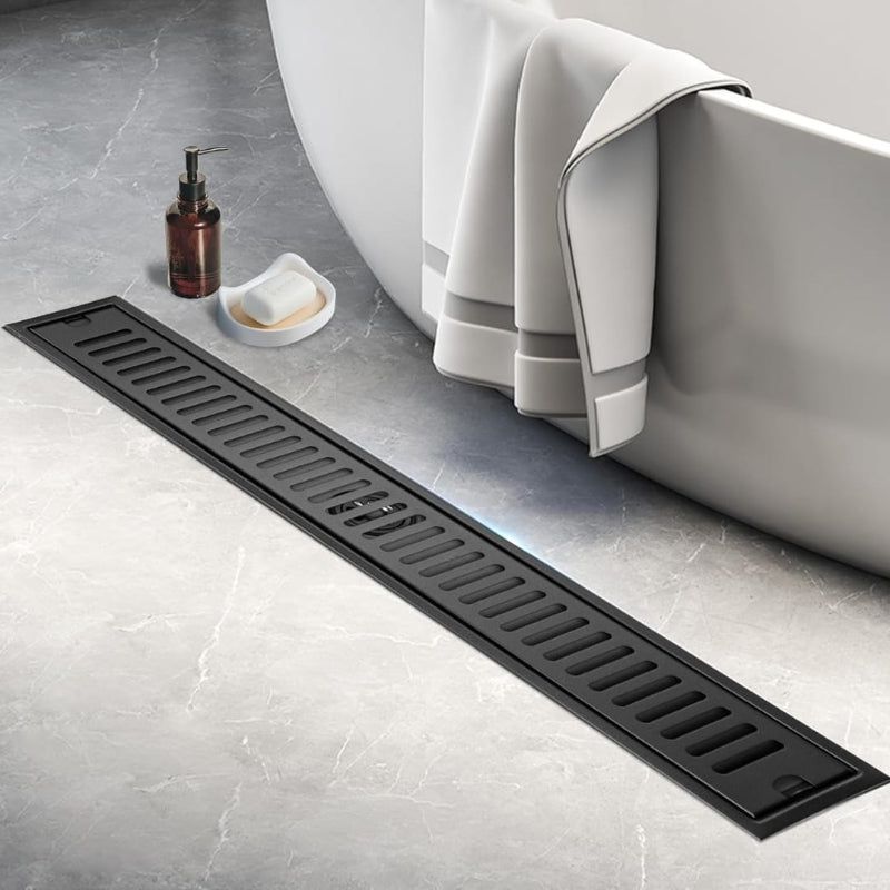 16" | 24" inches Premium Linear Floor Drain in SUS 304 Stainless Steel for Bathroom, Showers, Wash Area | Silver, Matt Black, Gun Grey, Golden
