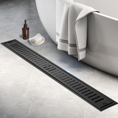 16" | 24" inches Premium Linear Floor Drain in SUS 304 Stainless Steel for Bathroom, Showers, Wash Area | Silver, Matt Black, Gun Grey, Golden
