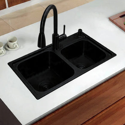 31"x 17" inches Machine Made Kitchen Sink in Stainless Steel | Double Bowl | Drains + Knife's Holder  Included