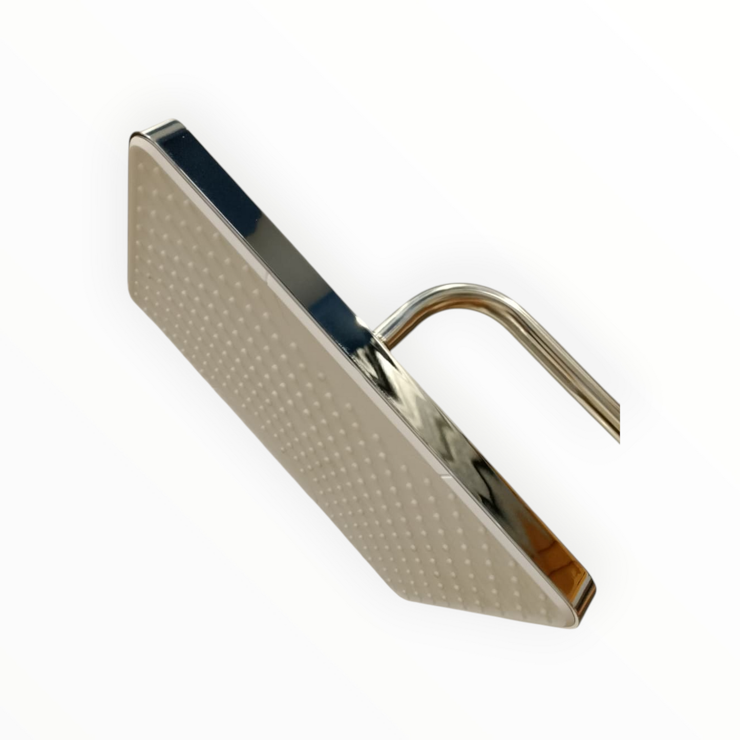 8x12" inches Bathing Shower Head in White & Chrome | Made in Durable ABS Plastic | High Pressure (Without Shower Rod)