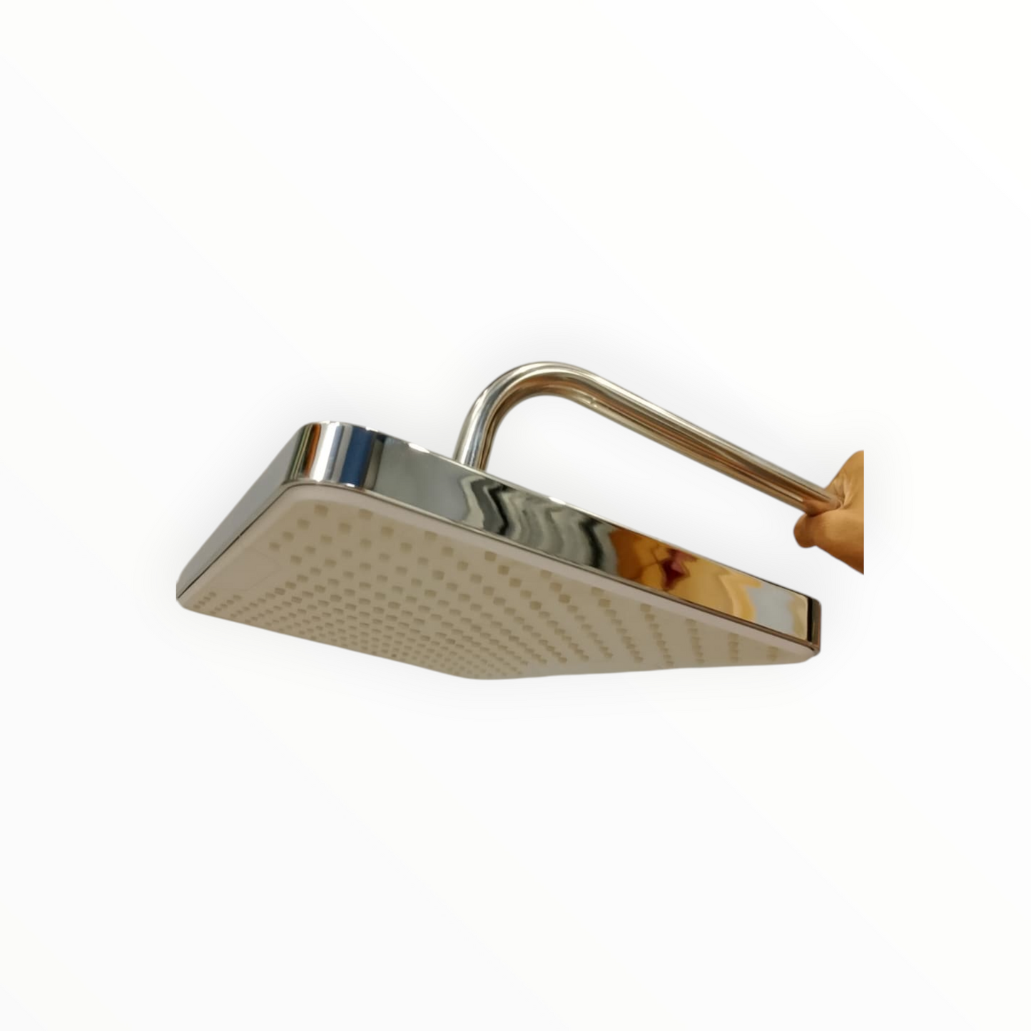 8x12" inches Bathing Shower Head in White & Chrome | Made in Durable ABS Plastic | High Pressure (Without Shower Rod)
