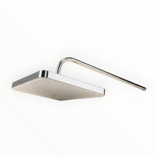 8x12" inches Bathing Shower Head in White & Chrome | Made in Durable ABS Plastic | High Pressure (Without Shower Rod)