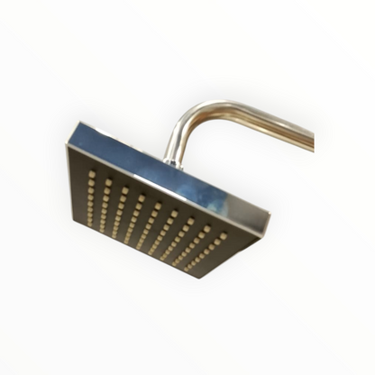 6" inches Bath Shower Head in Black & Shiny Chrome | Made in Durable ABS Plastic | High Pressure (Without Shower Rod)