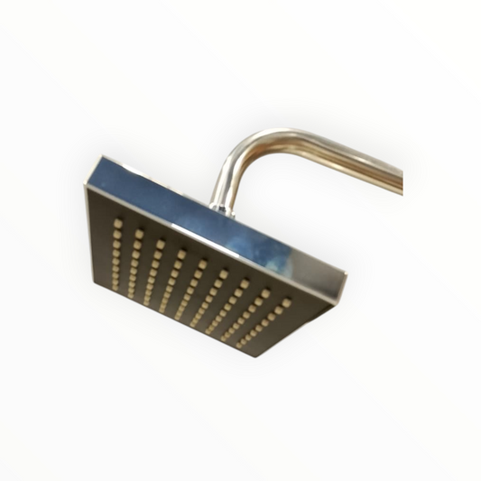 6" inches Bath Shower Head in Black & Shiny Chrome | Made in Durable ABS Plastic | High Pressure (Without Shower Rod)