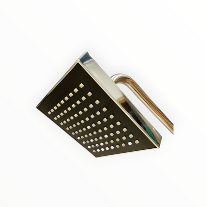 6" inches Bath Shower Head in Black & Shiny Chrome | Made in Durable ABS Plastic | High Pressure (Without Shower Rod)