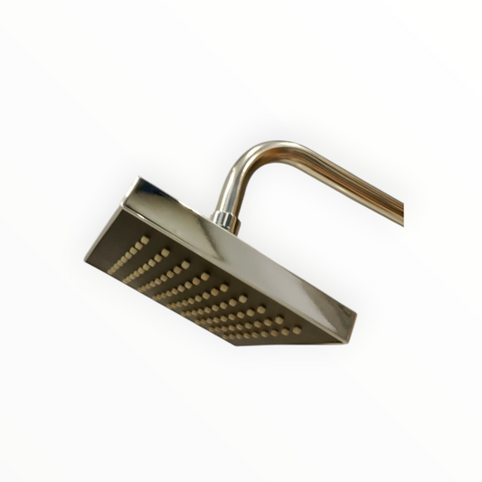 6" inches Bath Shower Head in Black & Shiny Chrome | Made in Durable ABS Plastic | High Pressure (Without Shower Rod)