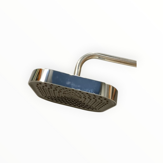 8" inches Bath Shower Head in Black & Shiny Chrome | Made in Durable ABS Plastic | High Pressure (Without Shower Rod)