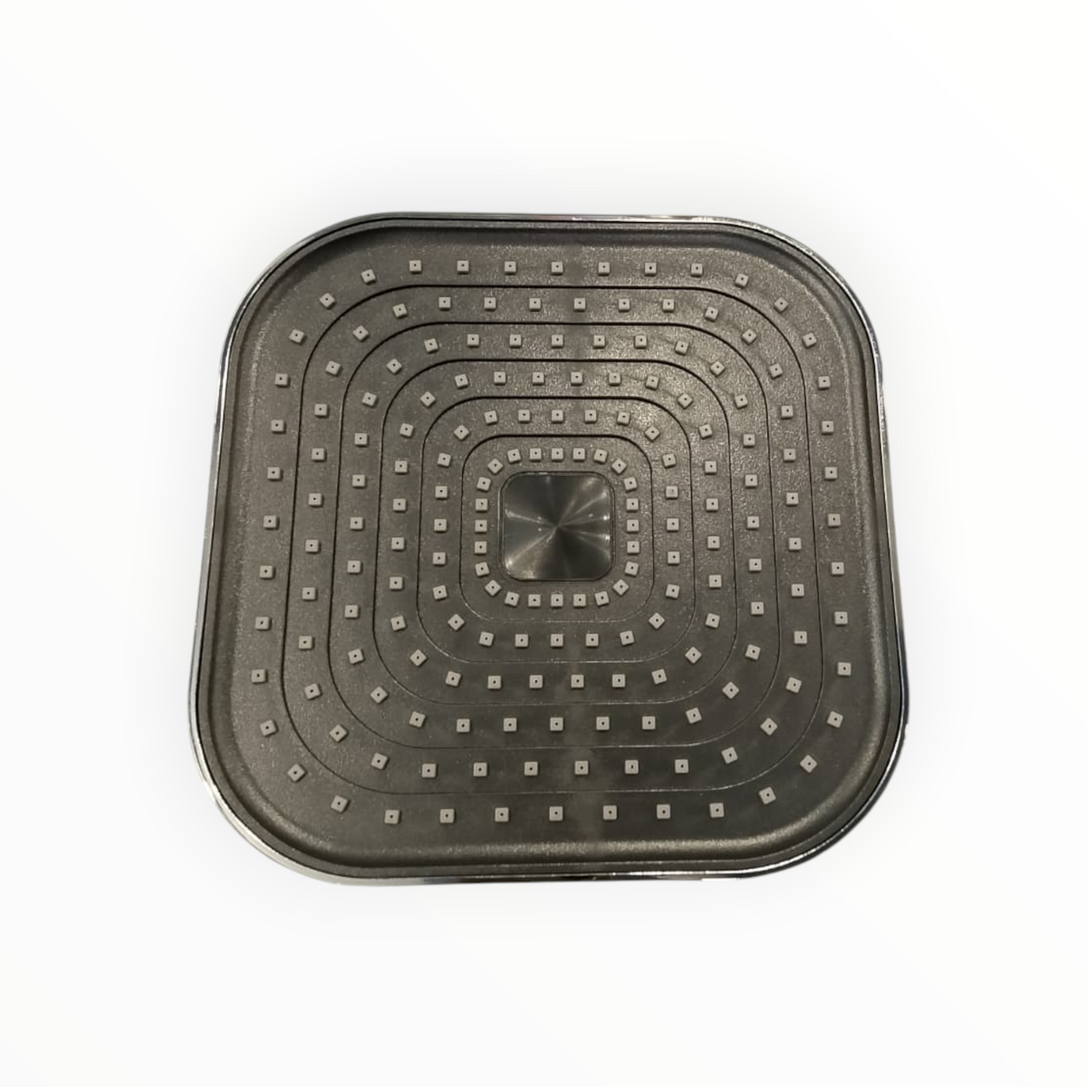 8" inches Bath Shower Head in Black & Shiny Chrome | Made in Durable ABS Plastic | High Pressure (Without Shower Rod)