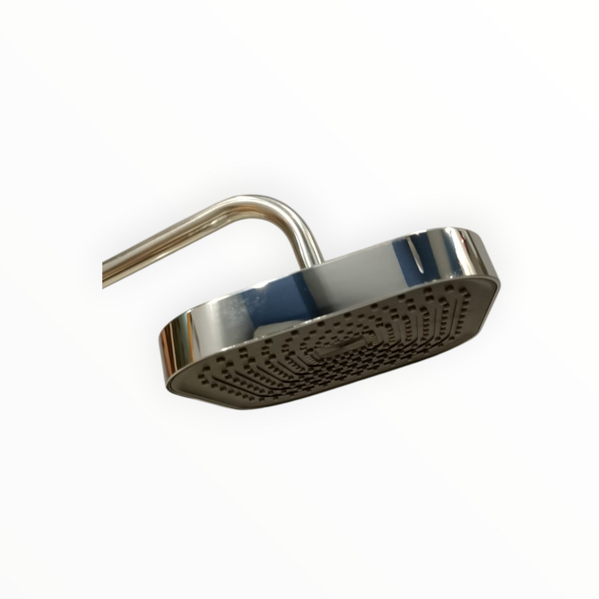 8" inches Bath Shower Head in Black & Shiny Chrome | Made in Durable ABS Plastic | High Pressure (Without Shower Rod)