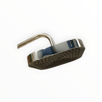 8" inches Bath Shower Head in Black & Shiny Chrome | Made in Durable ABS Plastic | High Pressure (Without Shower Rod)