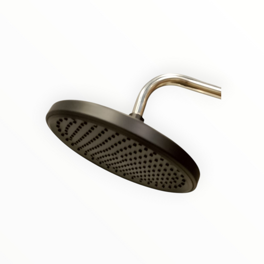 8" inches Bath Shower Head in All Black | Made in Durable ABS Plastic | High Pressure (Without Shower Rod)