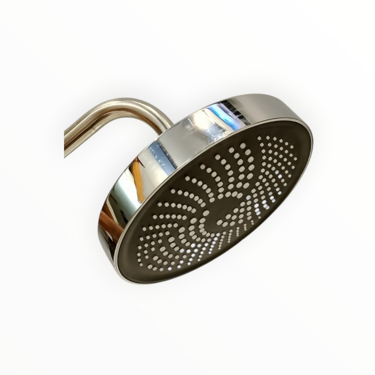 8" inches Bath Shower Head in Shiny Chrome & Black | Made in Durable ABS Plastic | High Pressure (Without Shower Rod)