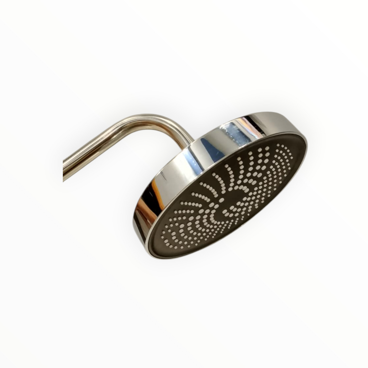 8" inches Bath Shower Head in Shiny Chrome & Black | Made in Durable ABS Plastic | High Pressure (Without Shower Rod)
