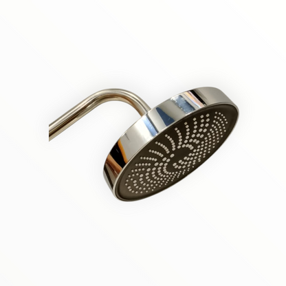 8" inches Bath Shower Head in Shiny Chrome & Black | Made in Durable ABS Plastic | High Pressure (Without Shower Rod)