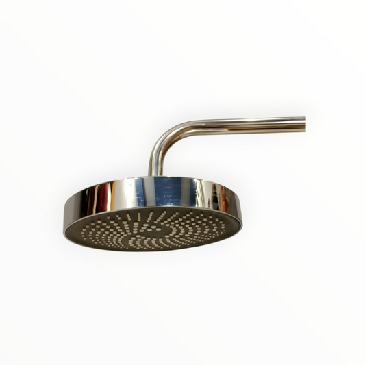 8" inches Bath Shower Head in Shiny Chrome & Black | Made in Durable ABS Plastic | High Pressure (Without Shower Rod)